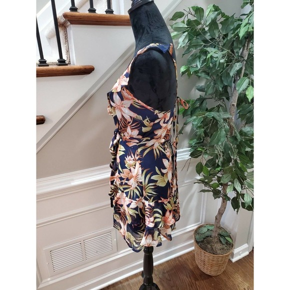 Fashion Nova Women's Blue Floral Polyester V-Neck Sleeveless Ruffle Mini Dress S - Picture 6 of 12